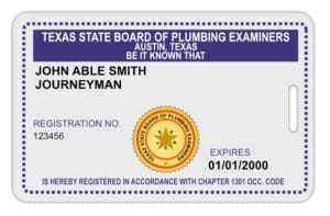 Texas Plumbing Journeyman Card