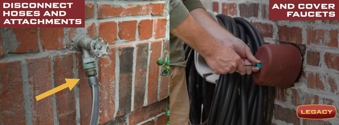 Picture of Disconnecting hose and installing freeze protection cover